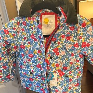 Mini Boden Kids Floral Puffer Jacket - Blue, Red, and Pink Size 5-6 116cm